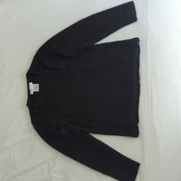 Vintage Jaeger dark gray charcoal mohair wool round neck sweater small italy - Picture 1 of 7